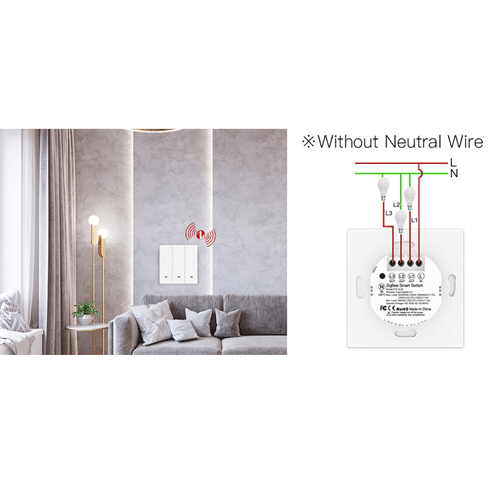 WiFi Bluetoth  единичен ключ за осветление, черен двупроводна линия (без нула)