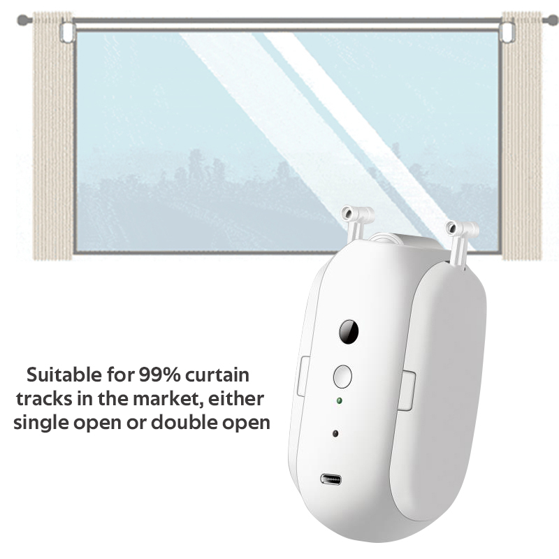 SMILE ROBO CURTAIN 2U WiFi Малък робот за двойни релсови корнизи и завеси с тегло до 5 кг, съвместим с Tuya, Smart Life
