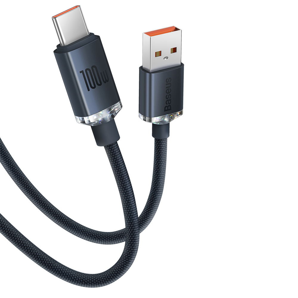 Crystal Shine 2 m дата кабел и бързо зареждане100W  USB A/USB C