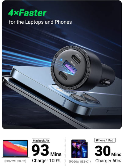 Ugreen зарядно за кола 2x USB Type C / 1x USB 69W 5A, PD, Бързо зареждане