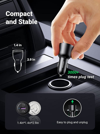 Ugreen зарядно за кола 2x USB Type C / 1x USB 69W 5A, PD, Бързо зареждане