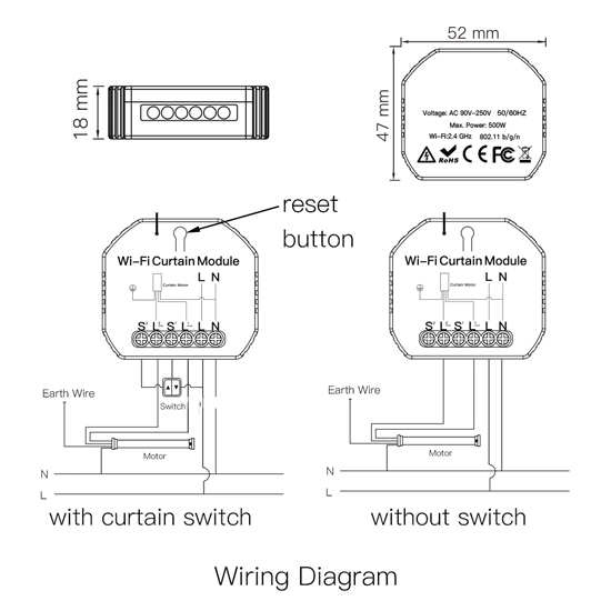 SMILE CURTAIN WiFi модул за контрол на завеси и ролетни щори, 220V