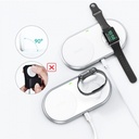 Choetech Qi 2в1 безжично зарядно устройство за смартфони, със стойка за Apple Watch, (MFI), USB Type C, бяло (T317)
