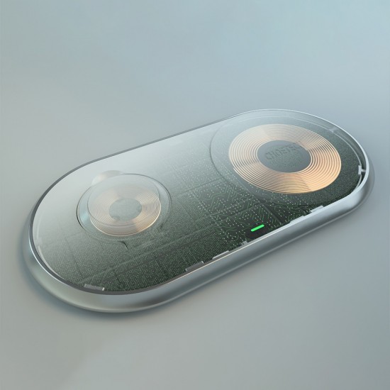 Choetech Qi 2в1 безжично зарядно устройство за смартфони, със стойка за Apple Watch, (MFI), USB Type C, бяло (T317)