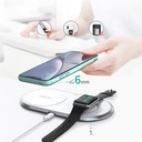 Choetech Qi 2в1 безжично зарядно устройство за смартфони, със стойка за Apple Watch, (MFI), USB Type C, бяло (T317)