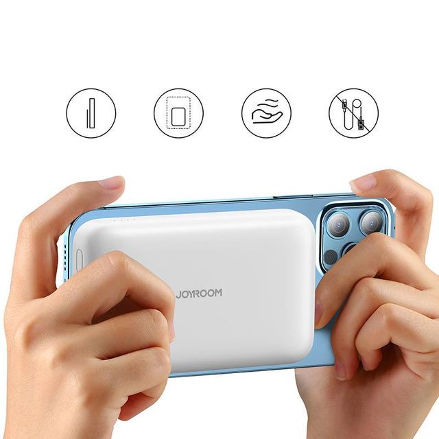 Joyroom power bank 10000mAh 20W Power Delivery Quick Charge magnetyczna wireless Qi charger 15W for iPhone MagSafe compatible white