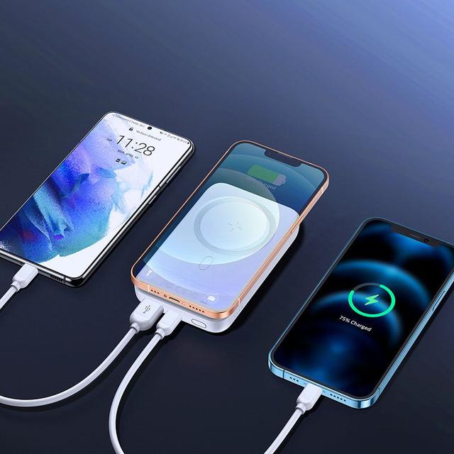 Joyroom power bank 10000mAh 20W Power Delivery Quick Charge magnetyczna wireless Qi charger 15W for iPhone MagSafe compatible white