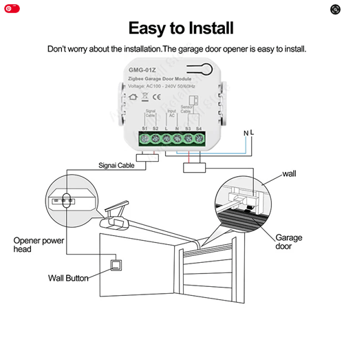 SMILE GARAGE G-01Z ZigBee контролер за управление на гаражни врати комплект с магнитен контакт