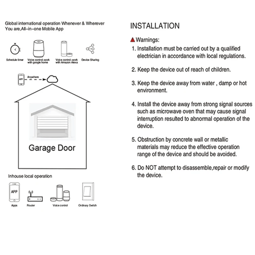 SMILE GARAGE G-01Z ZigBee контролер за управление на гаражни врати комплект с магнитен контакт
