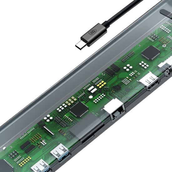 Baseus, Enjoyment многофункционален хъб 10 в 1 за MacBook и компютри с порт USB-C, сребрист, CATSX-F0G