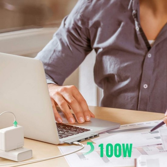 Ugreen многофункционален HUB 2x USB Type C към USB Type C PD (Thunderbolt 3, 100W, 4K @ 60 Hz, 10 Gbps) / HDMI 4K @ 30 Hz / 3x USB 3.0 за MacBook Pro / Air сив