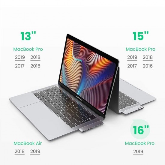Ugreen многофункционален HUB 2x USB Type C към USB Type C PD (Thunderbolt 3, 100W, 4K @ 60 Hz, 10 Gbps) / HDMI 4K @ 30 Hz / 3x USB 3.0 за MacBook Pro / Air сив