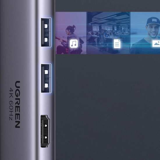 Ugreen,  Многофункционален HUB USB Type C, сив, 60384 CM511