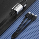 Dudao R5ProN 3в1 USB зарядно за кола 3,4 A с 3 типа кабел-Lightning / USB Type C / micro USB, черен