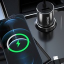 Dudao R5ProN 3в1 USB зарядно за кола 3,4 A с 3 типа кабел-Lightning / USB Type C / micro USB, черен
