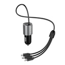 Dudao R5ProN 3в1 USB зарядно за кола 3,4 A с 3 типа кабел-Lightning / USB Type C / micro USB, черен