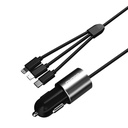 Dudao R5ProN 3в1 USB зарядно за кола 3,4 A с 3 типа кабел-Lightning / USB Type C / micro USB, черен