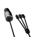 Dudao R5ProN 3в1 USB зарядно за кола 3,4 A с 3 типа кабел-Lightning / USB Type C / micro USB, черен