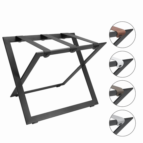 COMPACT М LS Стоманена сгъваема поставка за багаж с кожени ленти