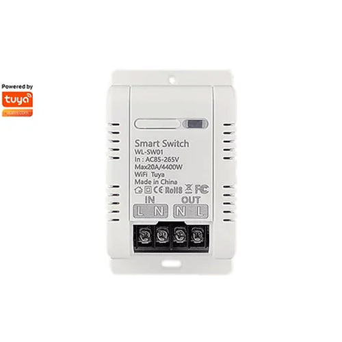 SMILE W20A WiFi електрически превключвател с едно реле, Max 20A 220V, Съвместим с Smart Life, Tuya