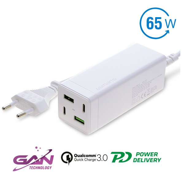 Универсално зарядно за телефон MultiGaN 65W с бързо зареждане , PD