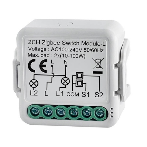 [460000073] SMILE MINI ZB2 Zigbee electrical switch with 2 relays 