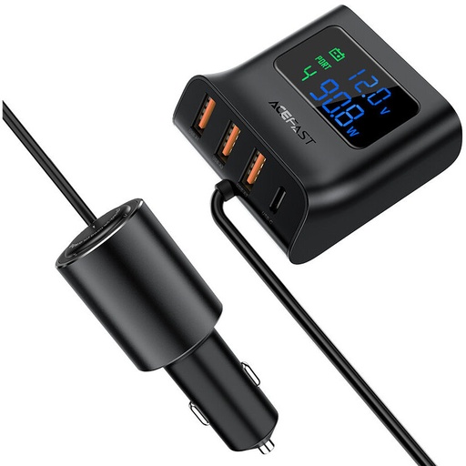 [480000050] Acefast 90W universal phone car charger with cigarette lighter connector and charging meter.